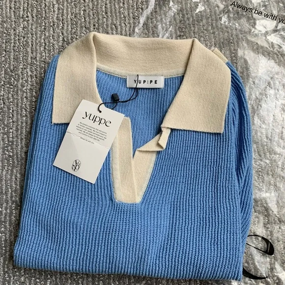 YUPPE Crop Short Sleeve Polo Knit - Picture 2 of 7